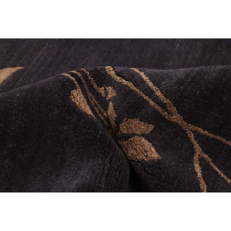 ECARPETGALLERY Hand-knotted Opulence Dark Navy Silk, Wool Rug - 8'0 x 9'11