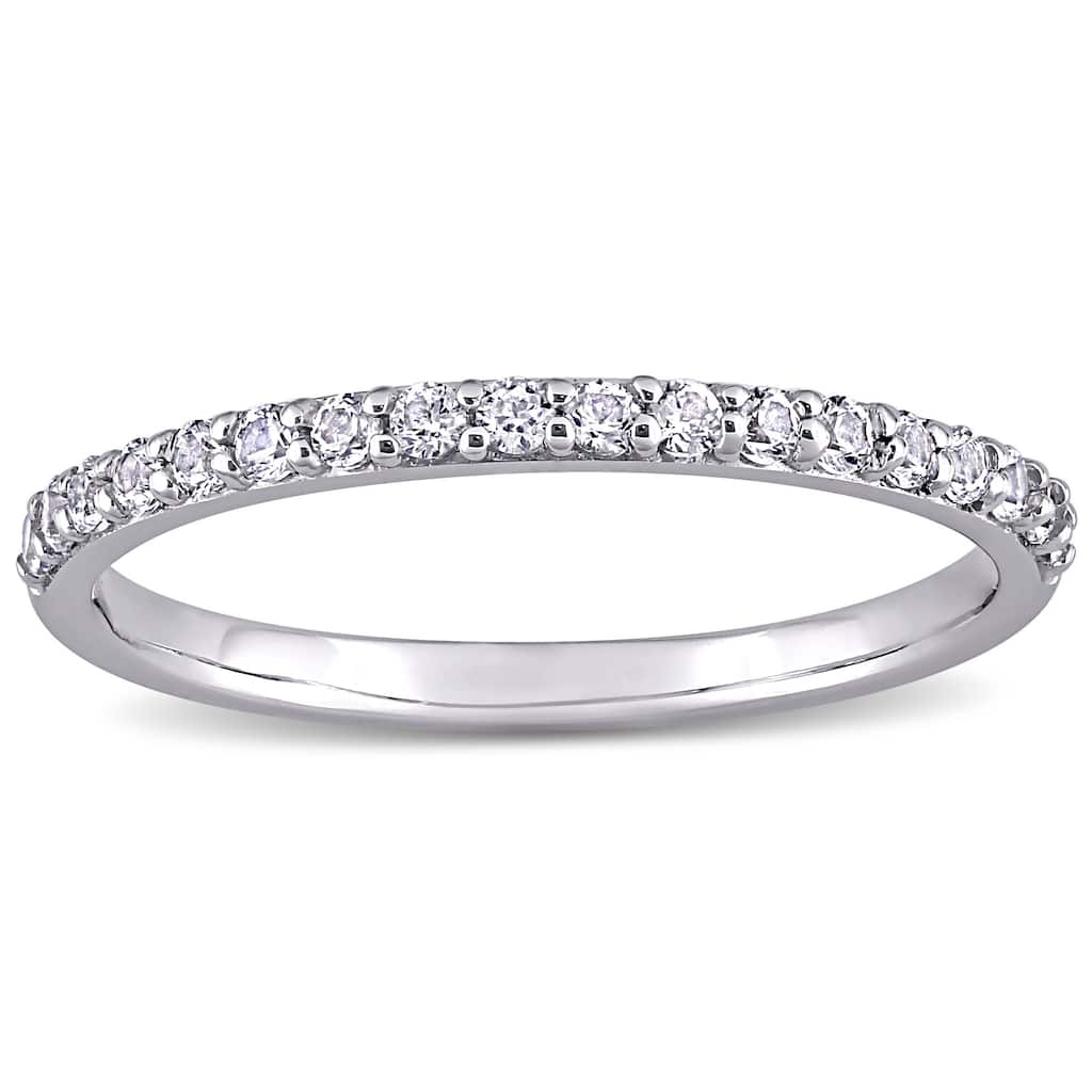 Miadora 10k White Gold Created White Sapphire Stackable Anniversary Band Ring
