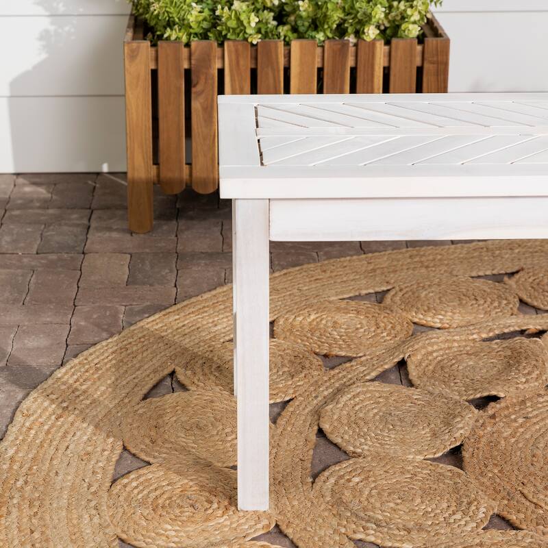 Walker Edison Elephant Point Acacia Wood Chevron Bench