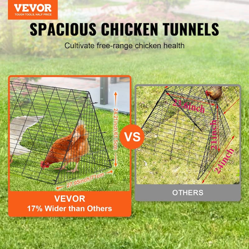 VEVOR Chicken Tunnels Portable Chicken Tunnels for Outside with Corner Frames, Suitable for Chickens, Ducks, Rabbits
