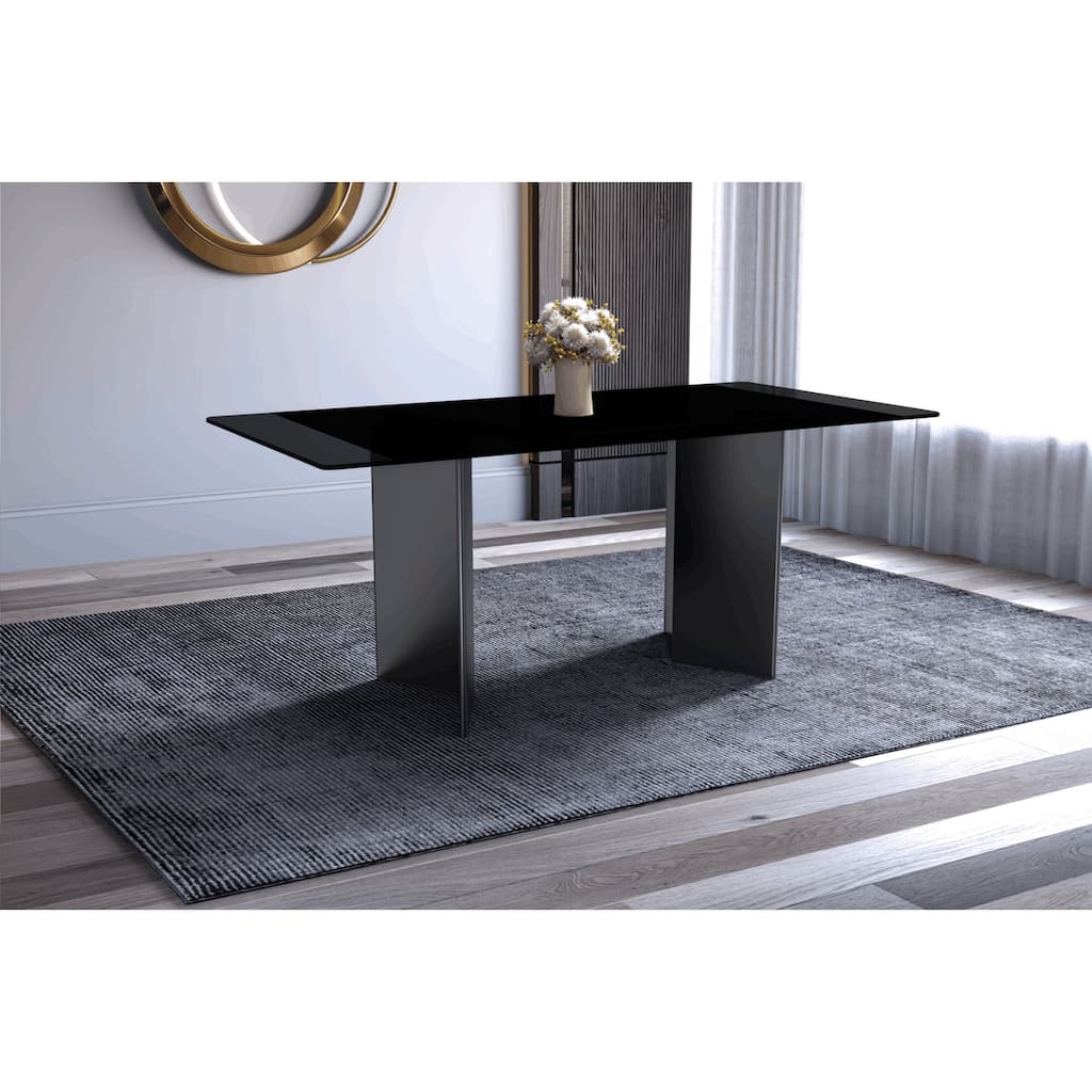 Olyra Dining Table with a Rectangular Tabletop in Stainless Steel