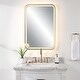 preview thumbnail 2 of 9, Uttermost Crofton Lighted Brass Vanity Mirror - 22.25"x 32.25"