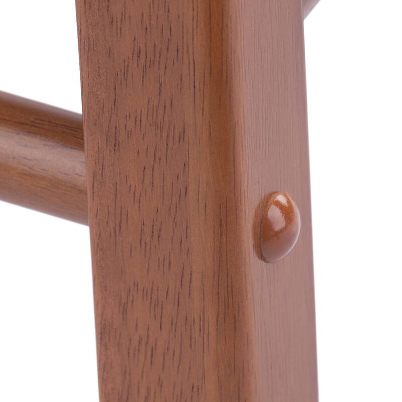 Element 2-Pc Square Legs Dining Stool Set, Teak Finish - N/A