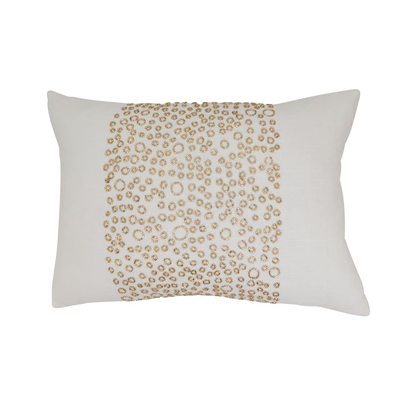 Beaded Band Throw Pillow - 14"x20" - Feather Down - White