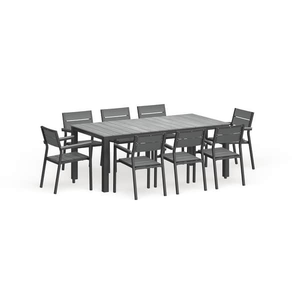 Modway Main 9 Piece Plastic Wood Outdoor Patio Dining Set Overstock 20603157