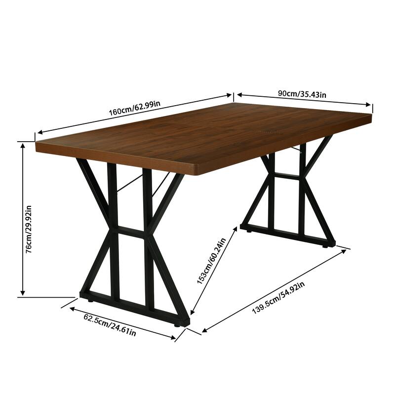 Homy Casa 63" Industrial Dining Table Set for 6, Large Rectangular with Metal Frame, Farmhouse Dining Room 6 Chairs / Table Only