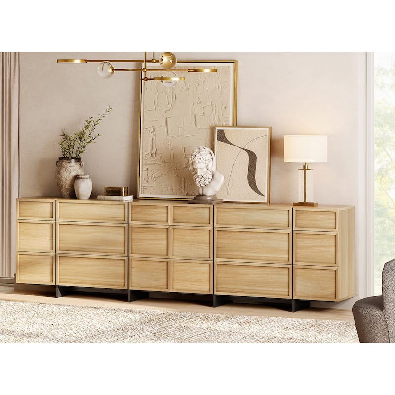 WAMPAT Modern TV Stand, Entertainment Center with T-Shaped Legs, Media Console Table with Storage Drawers