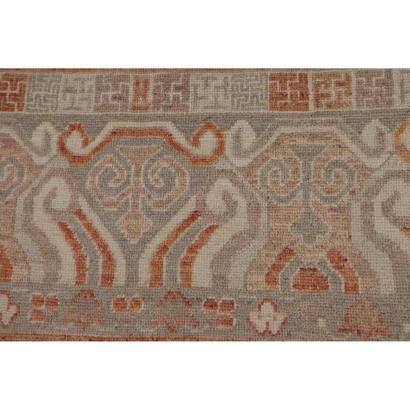 Orange Oushak Vegetable Dye Turkish Area Rug Hand-Knotted Wool Carpet - 8'3"x 9'9"