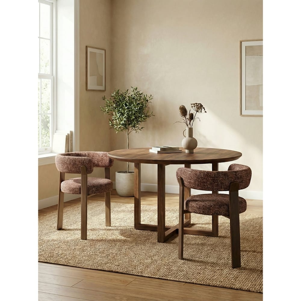 Upholstered 3-leg Wood-look Metal Frame 2pc Dining Chairs - N/A