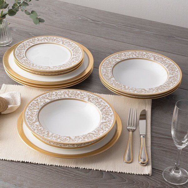 Noritake 食器セット 12点 ゴールドリム Noritake Summit Gold 12-Piece Set, Service for 4 - Bed Bath