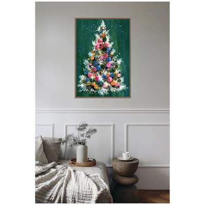 Kate and Laurel Sylvie Beaded Christmas Tree Framed Canvas by Corinna Buchholz of Piddix