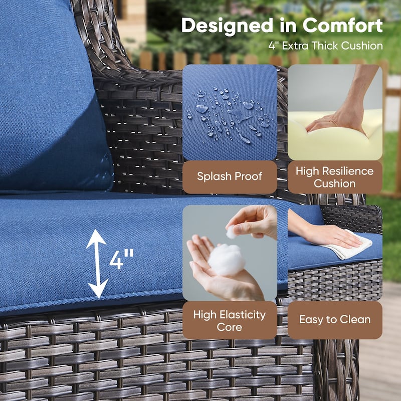 Pocassy Outdoor Patio Wciker Sofa Furniture Set of Chair Table.