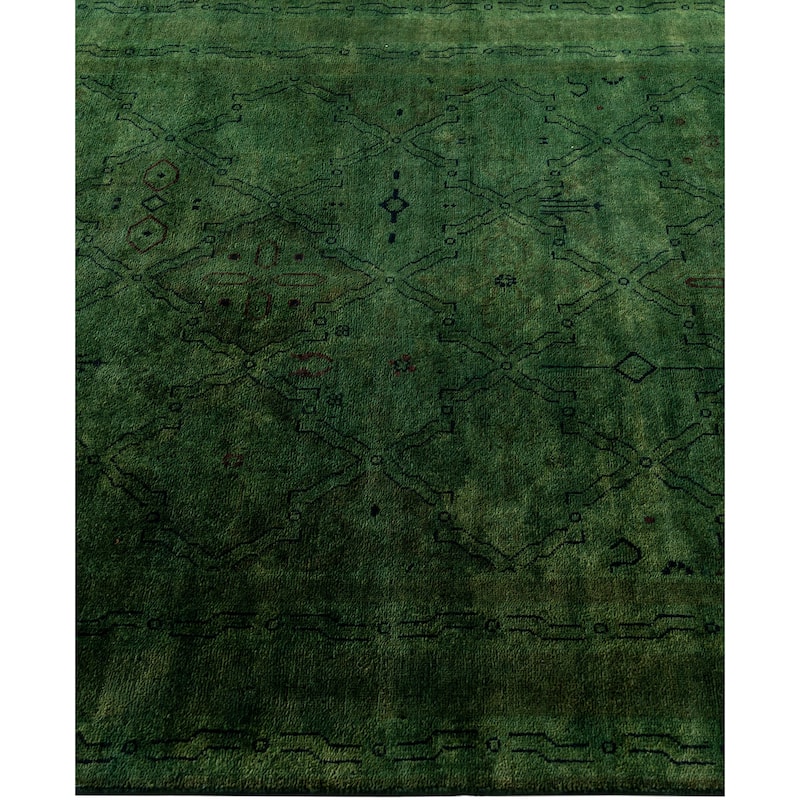 Overdyed One-of-a-Kind Hand-Knotted Area Rug - Green - 4' 0" x 6' 1"