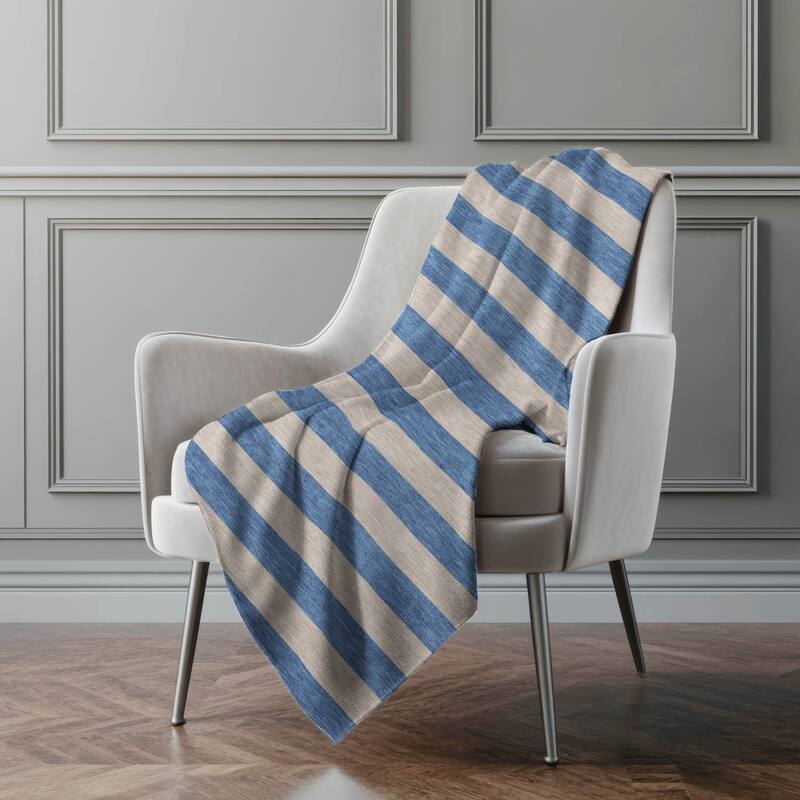 Premium Machine Washable Casual Stripes Sherpa Throw Blanket - Tan - 4'2" x 5'10"