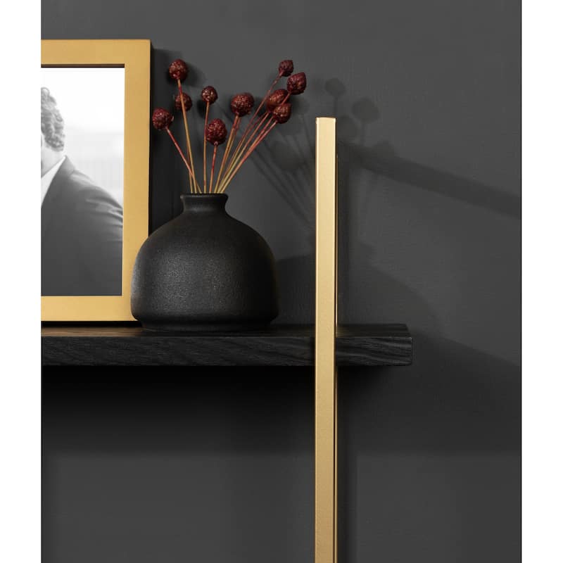 Kate and Laurel Leigh Wood and Metal Wall Shelf