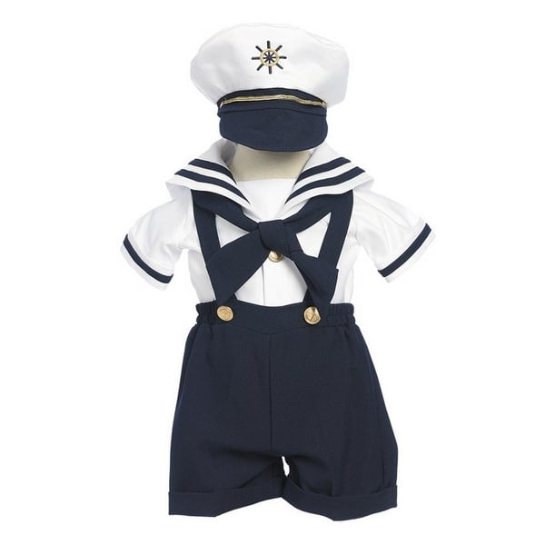 Shop Baby Boys Navy Shorts White Shirt Sailor Hat Outfit 3 24m
