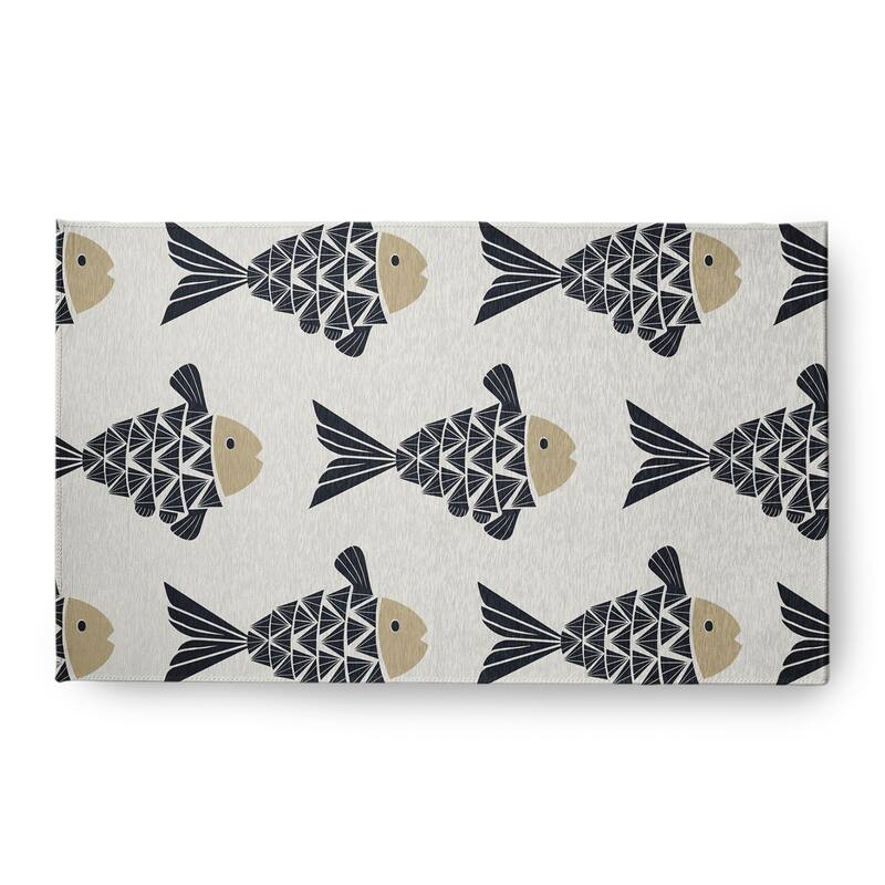 Fish Tales Nautical Chenille Rug - Taupe - 18" x 30"