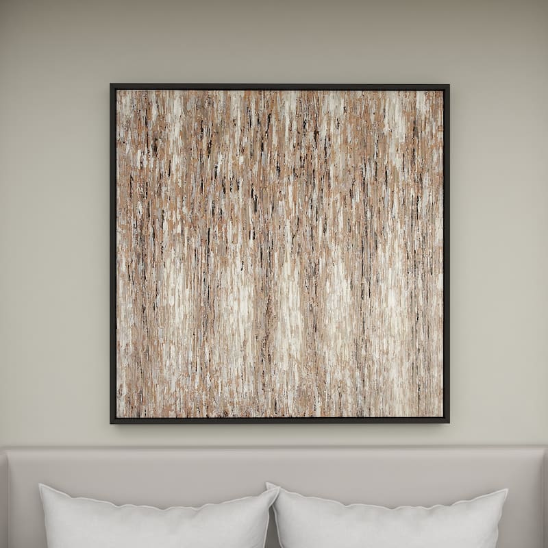 White Canvas Abstract Framed Wall Art with Black Frame