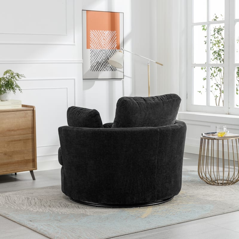 42.2"W Swivel Accent Barrel Chair with Half Crescent Moon Storage Bench