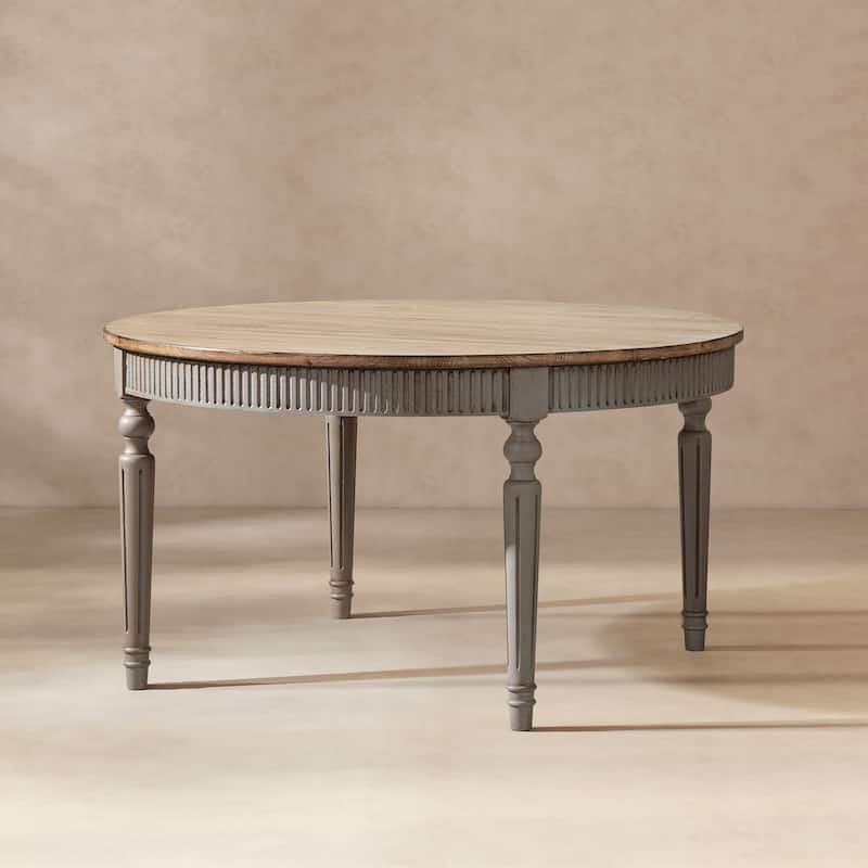 Jennifer Taylor Home Colette 55" Reclaimed Wood Round Dining Table - Antique Natural Brown & Antique Blue-Grey