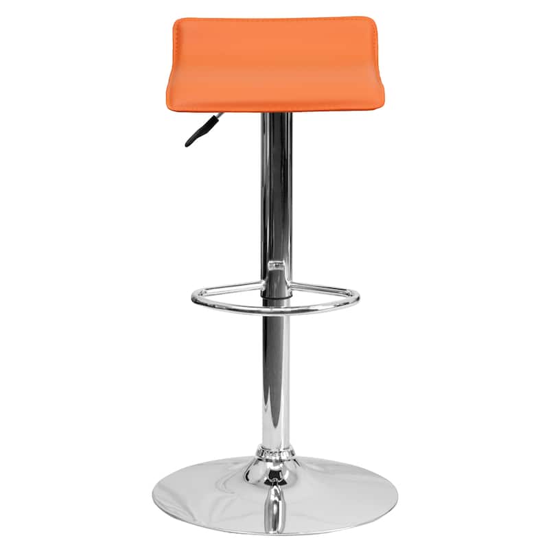 2 Pack Contemporary Vinyl Adjustable Height Barstool with Solid Wave Seat - 15"W x 15"D x 25.5" - 34"H