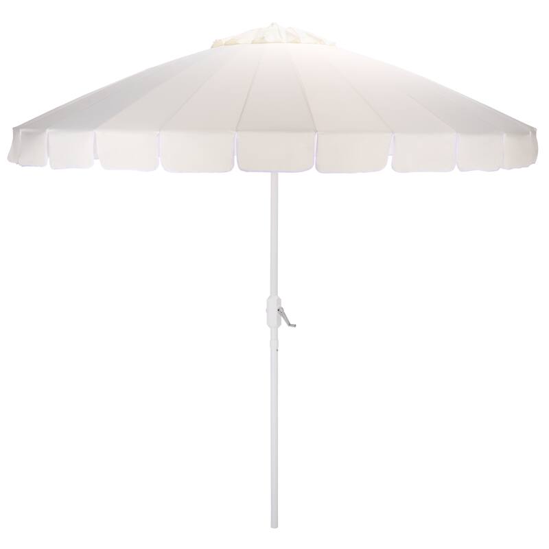 SAFAVIEH Outdoor Living Panza 9ft Crank Umbrella - Ivory/White