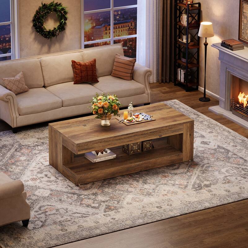 47.3" Farmhouse Rectangular Coffee Table for Living Room