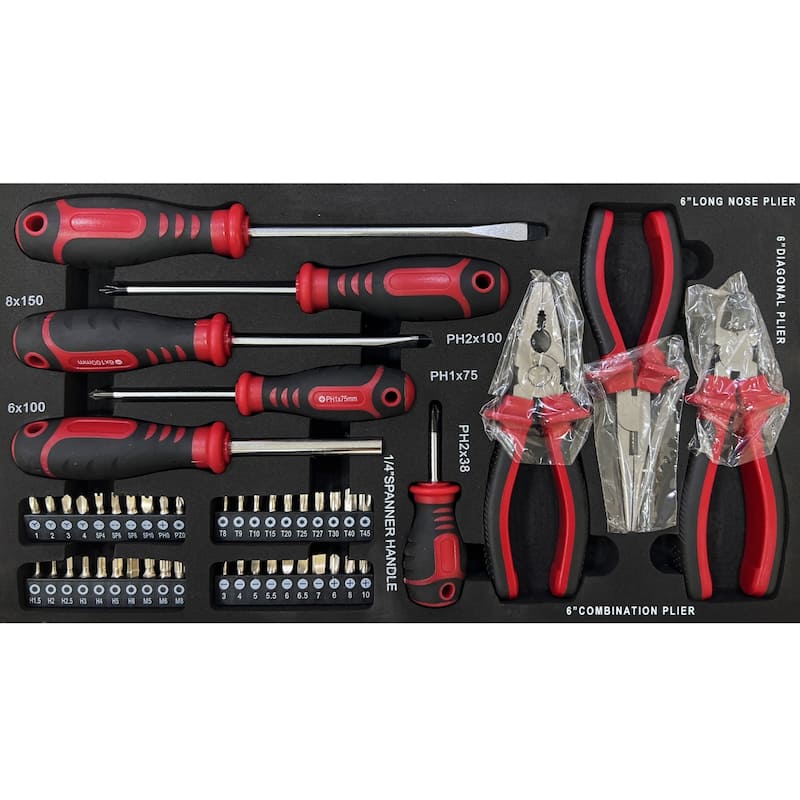 Utility Tool Box with Tool Set, 3 Drawers Metal Toolbox with Ball-Bearing Drawer Slides Safe Lockable Tool Storage Cabinet