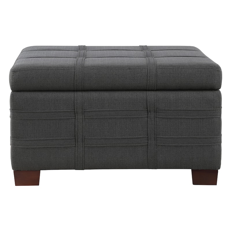 Detour Strap Square Storage Ottoman in Faux Leather