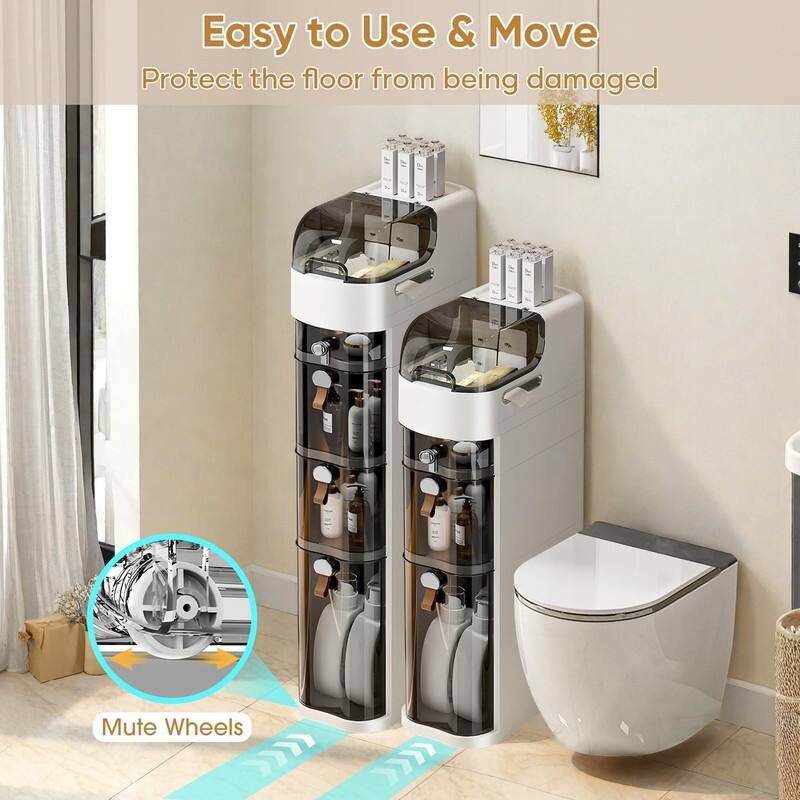 Waterproof Narrow Storage Cabinet with Drawers for Small Spaces - 4 Drawers