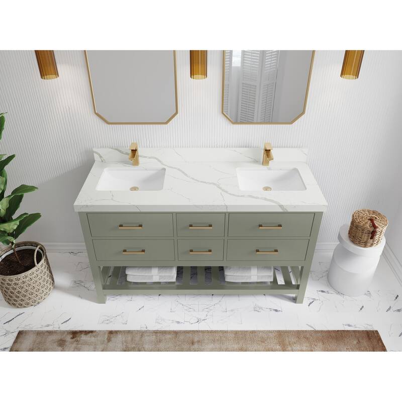 Willow Collections 60 in. W x 22 in. D Parker Double Sink Bathroom Vanity with Countertop