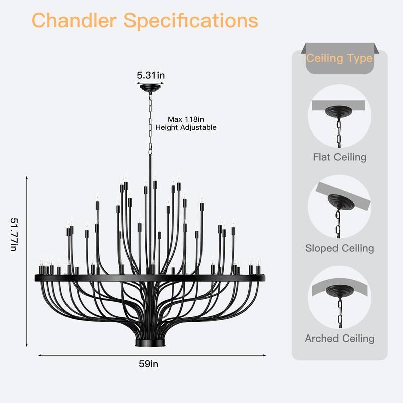 Black Chandelier Modern Farmhouse Chandelier for Dining Room Round Industrial Candle Chandeliers Light Wagon Wheel Chandelier
