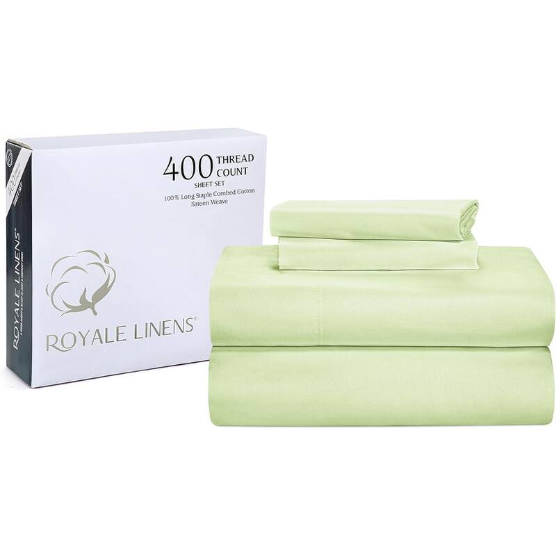 Royale Linen 400 Thread Count Cotton 4 Piece Sateen Sheet Set