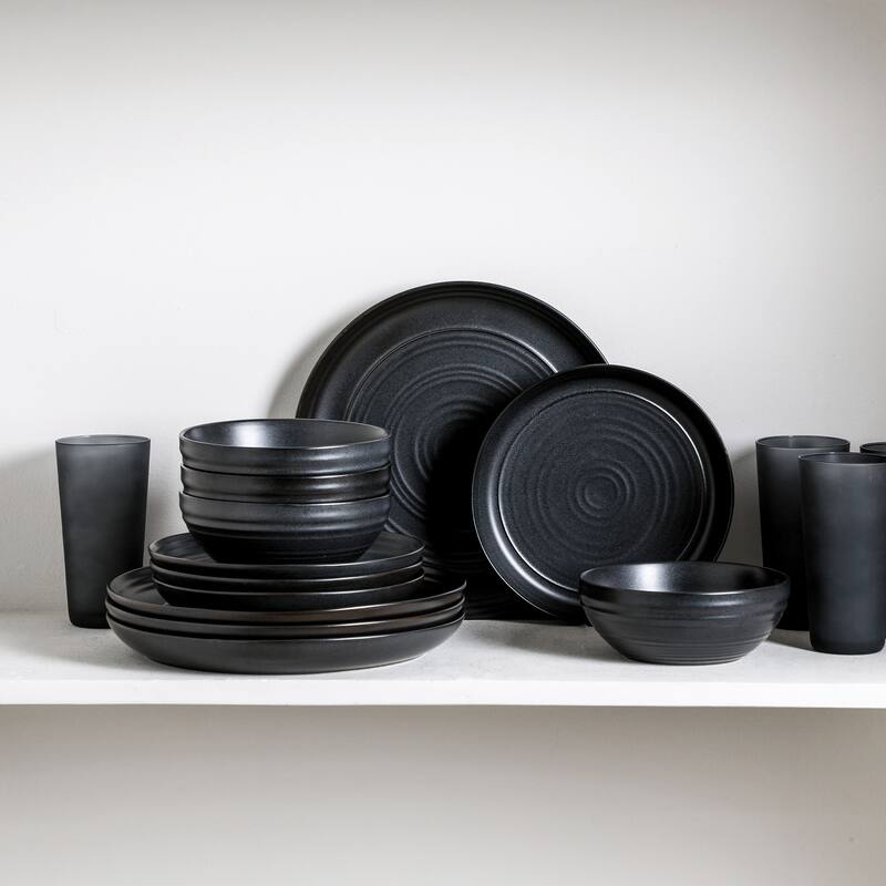 Stone Lain Elio Stoneware Dinnerware Set and Glassware Set