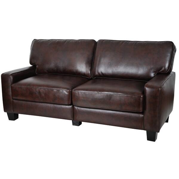Shop Serta Rta Monaco Collection 72 Inch Brown Leather Sofa