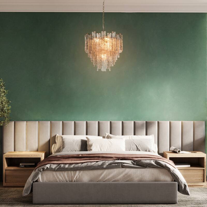 Elver Modern Gold 8-Light Glacier Chandelier Hand-blown Art Glass for Bedroom Foyer Dining Room