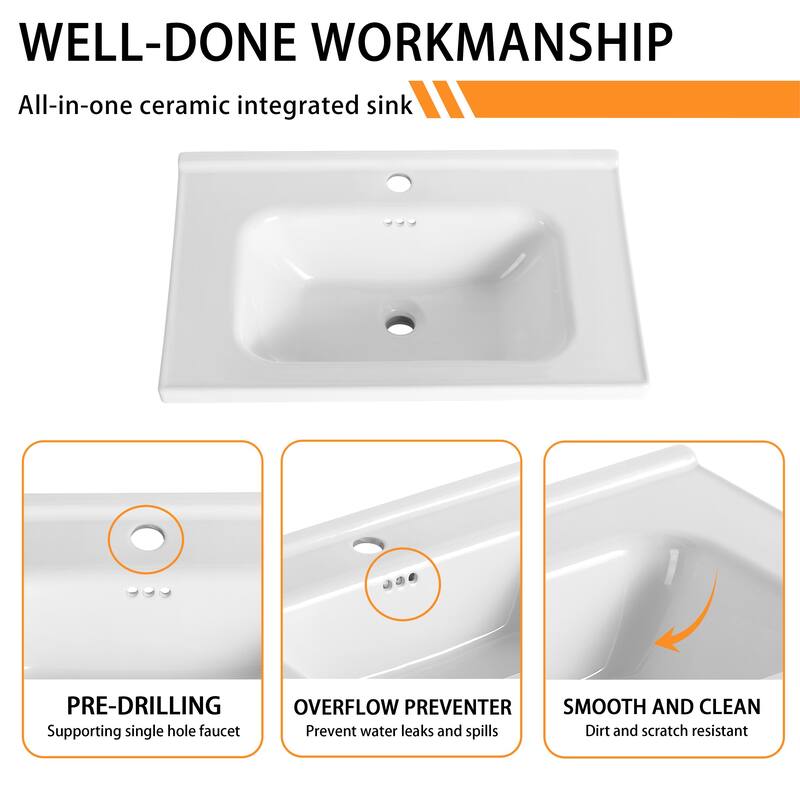 Bathroom Vanity With Sink In 24/28 Inch, Floating Bathroom Vanity With Soft Close Door