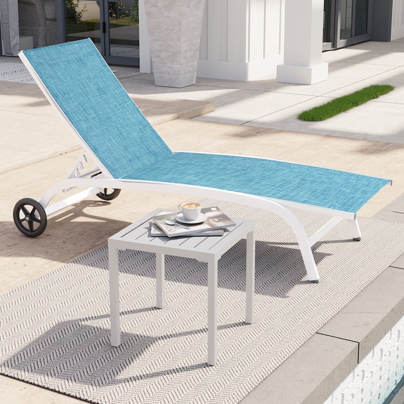 Outdoor Aluminum End Table Square Patio Side Table - 15.7" L x 15.7" W x 15.9" H