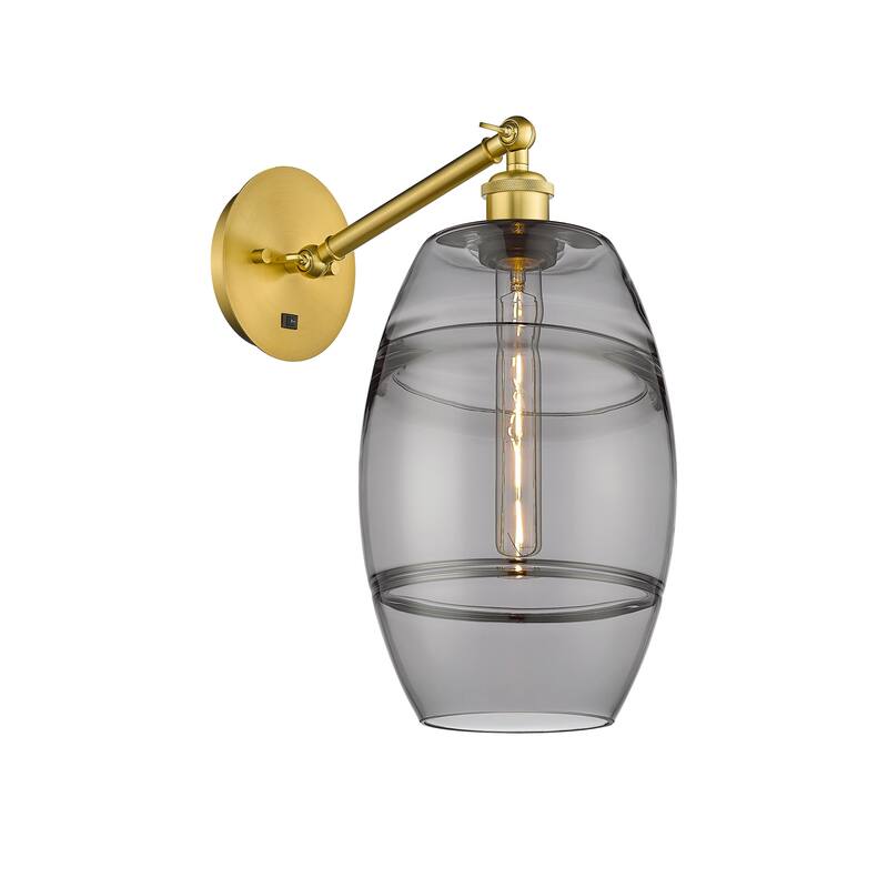 Innovations Lighting 317-1W-10-8 Vaz Sconce Vaz 10" Tall Wall Sconce - Satin Gold / Smoked