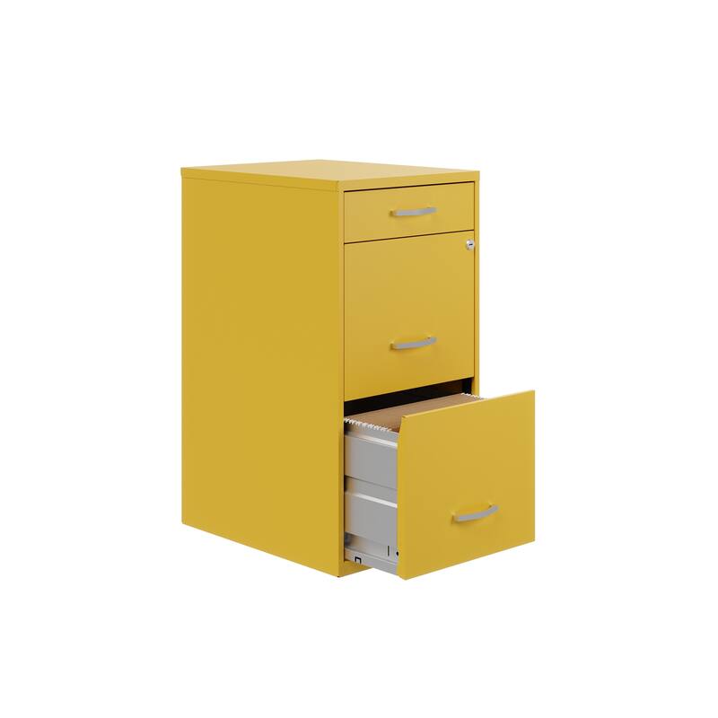 Space Solutions 18" Deep 3 Drawer Metal File Cabinet, Navy
