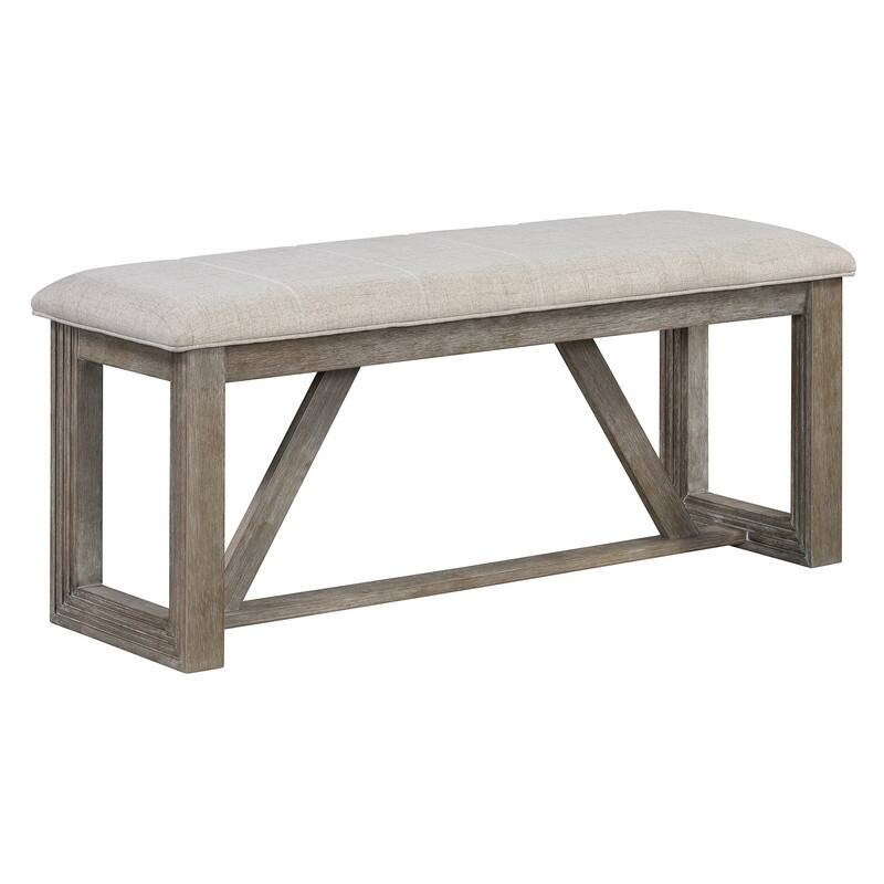 Spruce & Spring Dining Table Set for 6, 6-Piece Mid Century Modern Farmhouse Table with Chairs and Bench