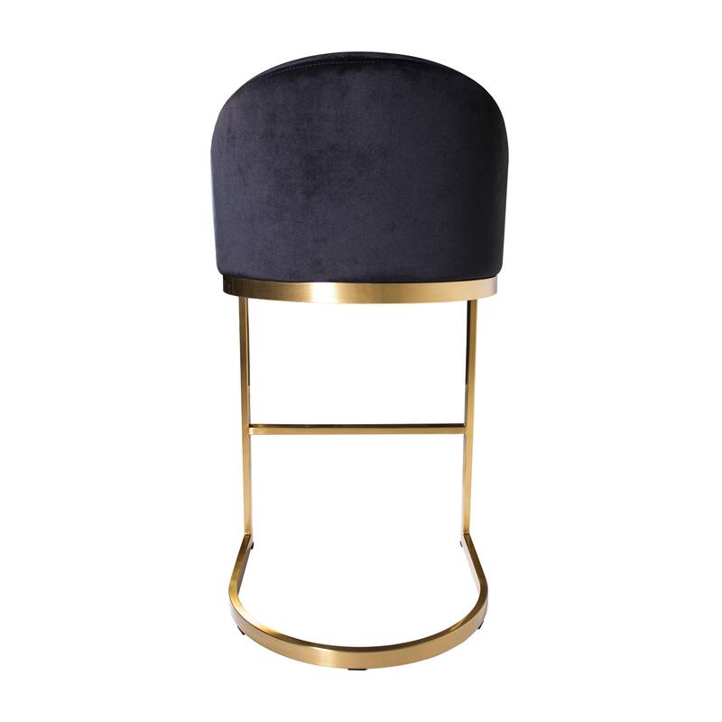 Otus 26" Counter Height Gold Brass Velvet Mid-Century Bar Stool