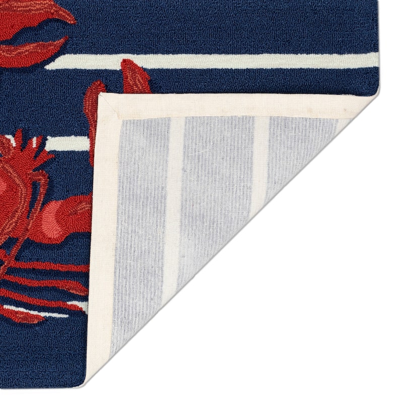 Liora Manne Frontporch Lobster on Stripes Indoor/Outdoor Rug