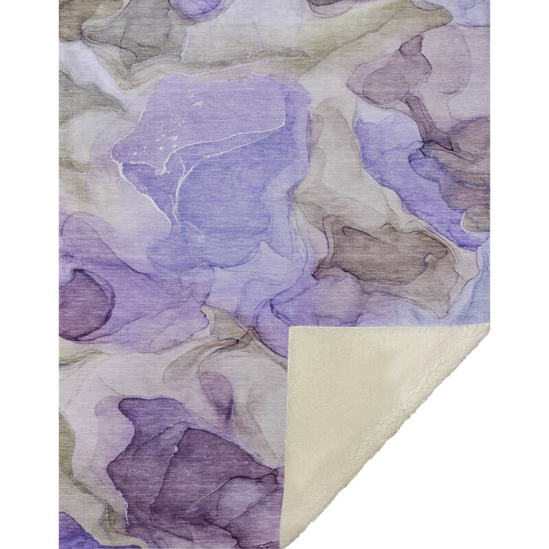 Premium Machine Washable Abstract Contemporary Sherpa Throw Blanket