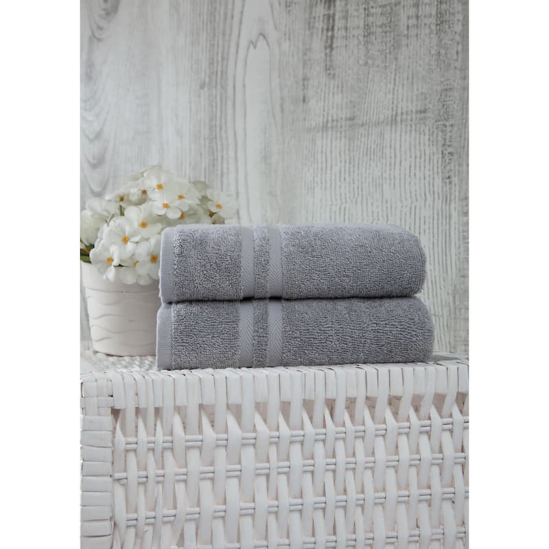 Ozan Premium Home 100% Turkish Cotton Sienna Luxury Collection Hand Towels (Set of 2) - Grey