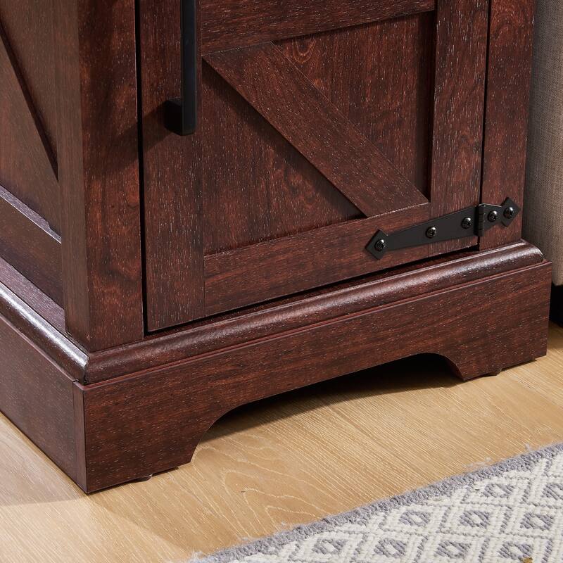 GDF Studio - Rochblave Farmhouse Engineered Wood End Table with Barn Door