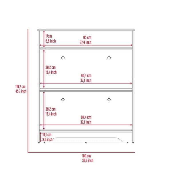 dimension image slide 2 of 3, Shoe Rack With One Open Shelf And Two Extendable Cabinets