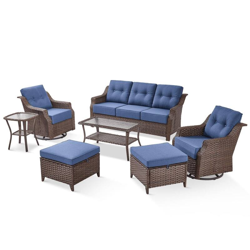 Pocassy Wicker Sofa Chair Set for Garden