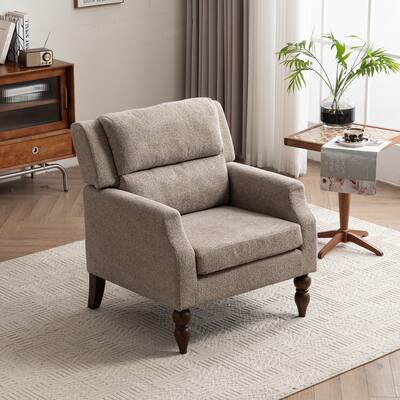 Upholstered Armchair With Wood Legs, Accent Chair