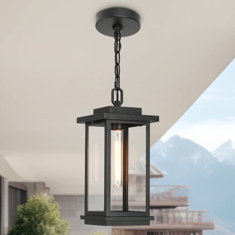 Modern Farmhouse Black 1-light Patio Outdoor Wall Sconce - L6.7"X W9.1" X H11.8"